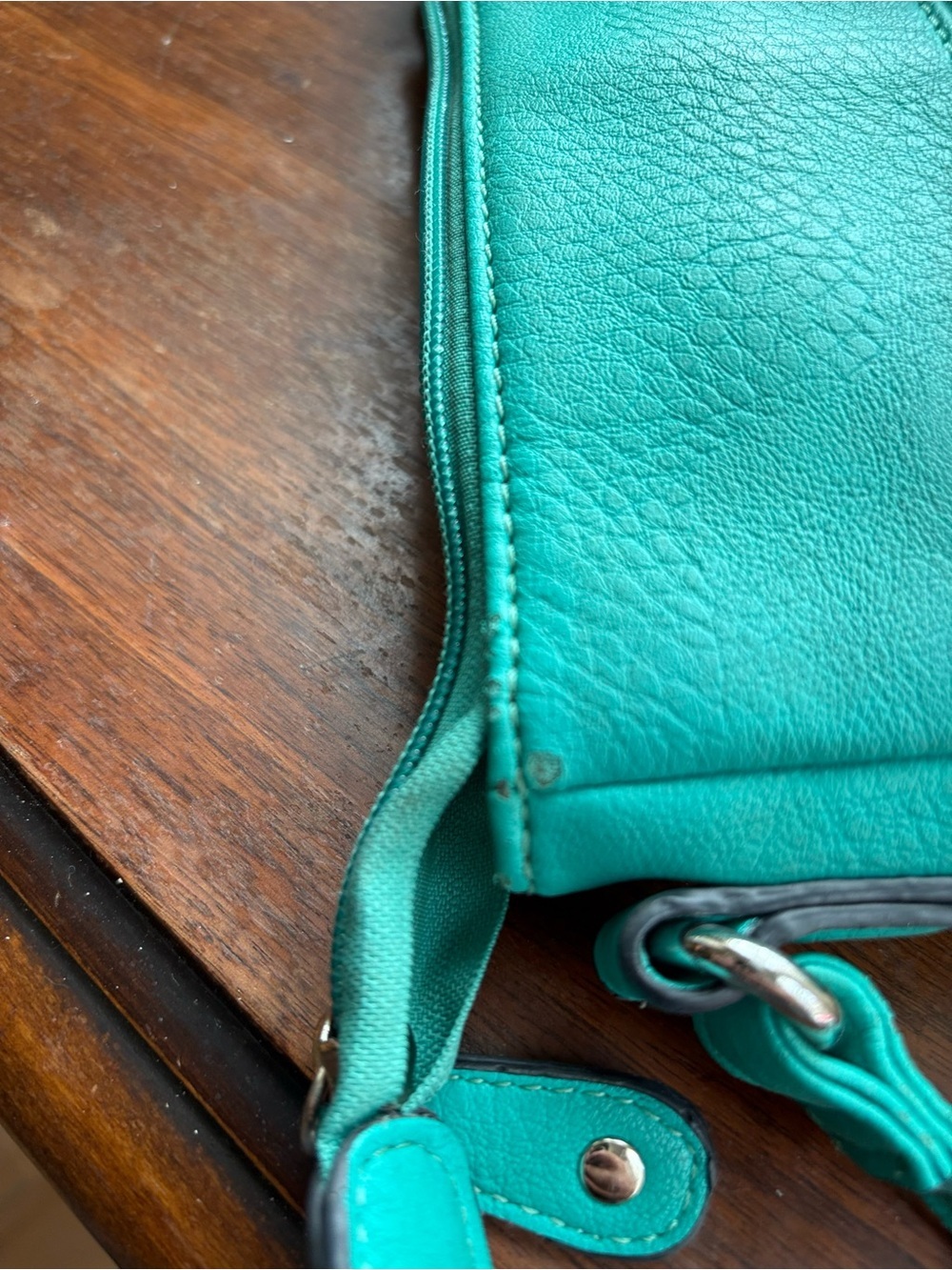 Gussaci Turquoise Crossbody Bag purse Zip Pockets Adjustable strap - Picture 7 of 13